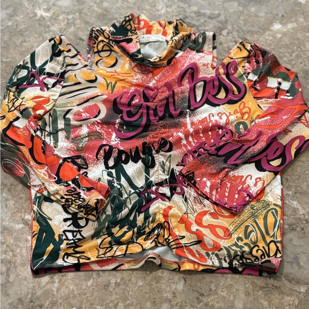 Vibrant Multicolor Graphic Crop Top